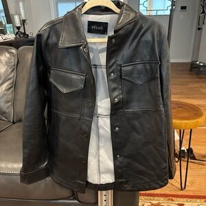 Deluc Black Leather Shirt Jacket